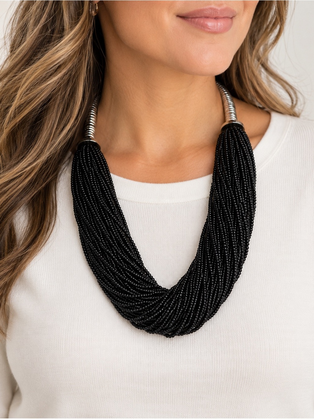 Chunky‎ Multi Strand Beaded Statement Necklace